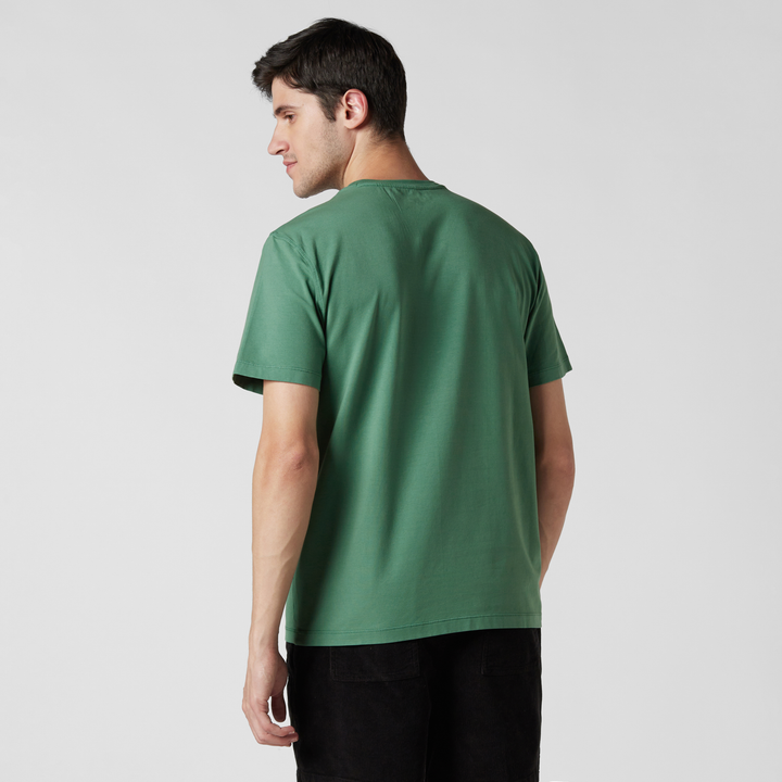 Natural Dye Graphic Tee Green Bear back on model
