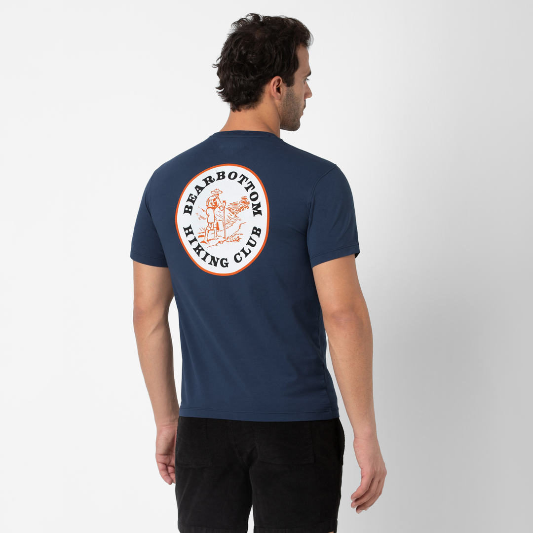Natural Dye Graphic Tee Hiking back on model