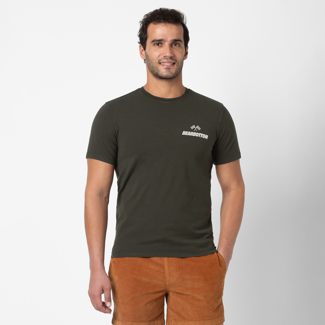 Natural Dye Graphic Tee Racing front on model