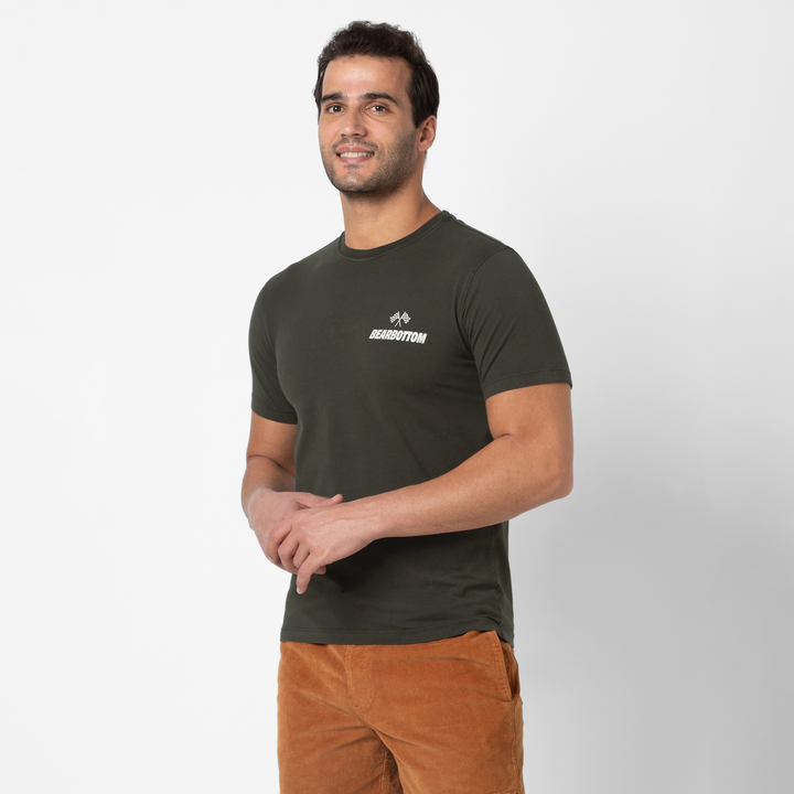 Natural Dye Graphic Tee Racing side on model