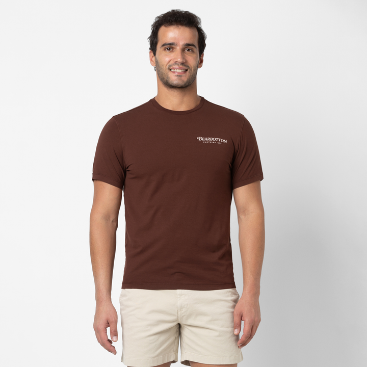 Natural Dye Graphic Tee Running front on model