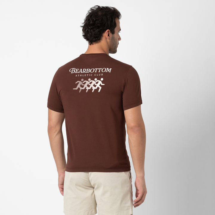 Natural Dye Graphic Tee Running back on model