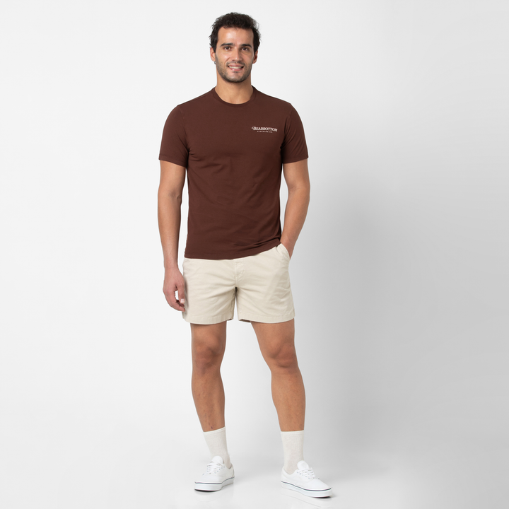Natural Dye Graphic Tee Running full body on model