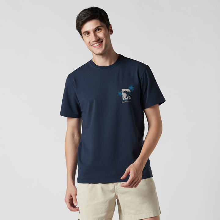 Natural Dye Graphic Tee Vacation front on model