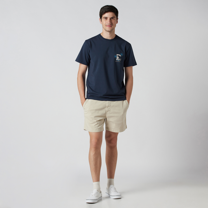 Natural Dye Graphic Tee Vacation full body on model