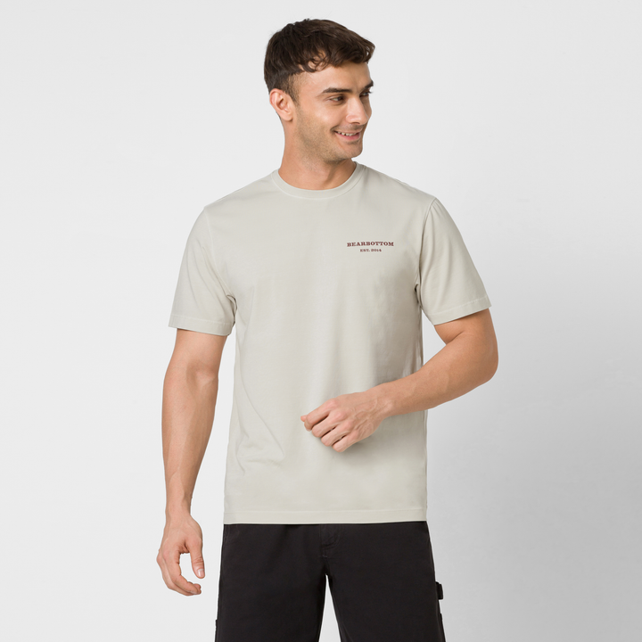 Natural Dye Graphic Tee Cowboy Bear front on model