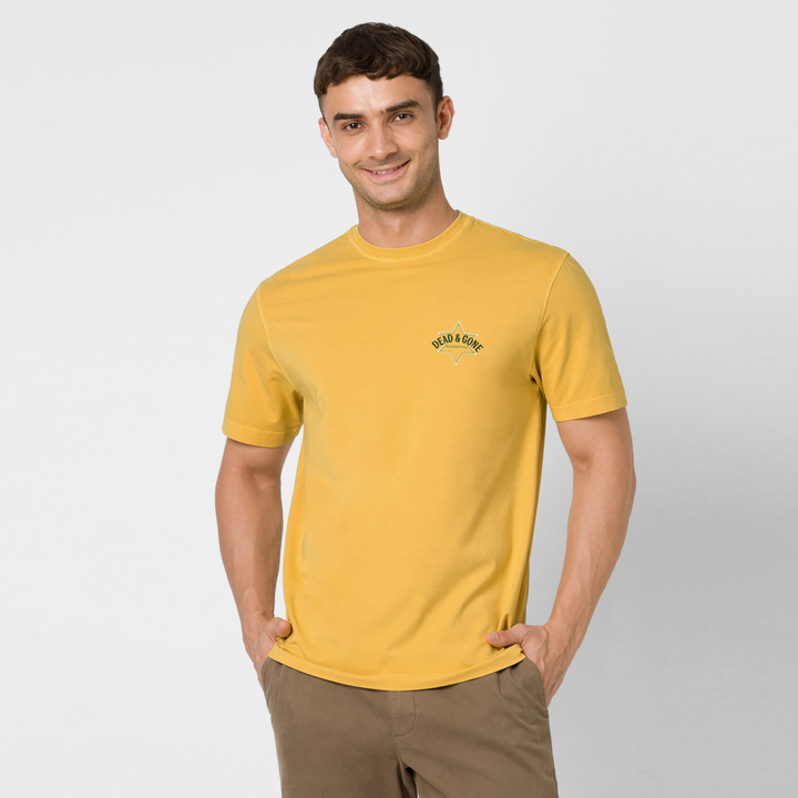 Natural Dye Graphic Tee Dead & Gone front on model