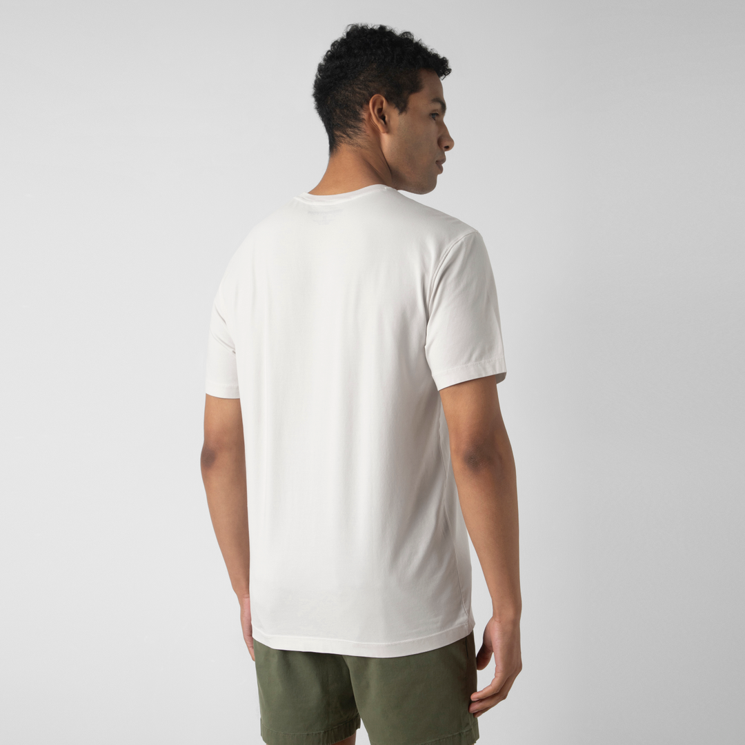 Natural Dye Graphic Tee Greetings back on model