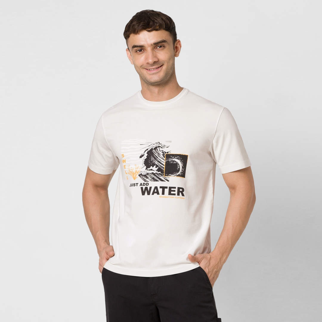 Natural Dye Graphic Tee Just Add Water front on model