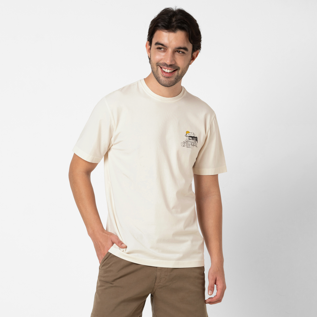Natural Dye Graphic Tee Location Unknown front on model