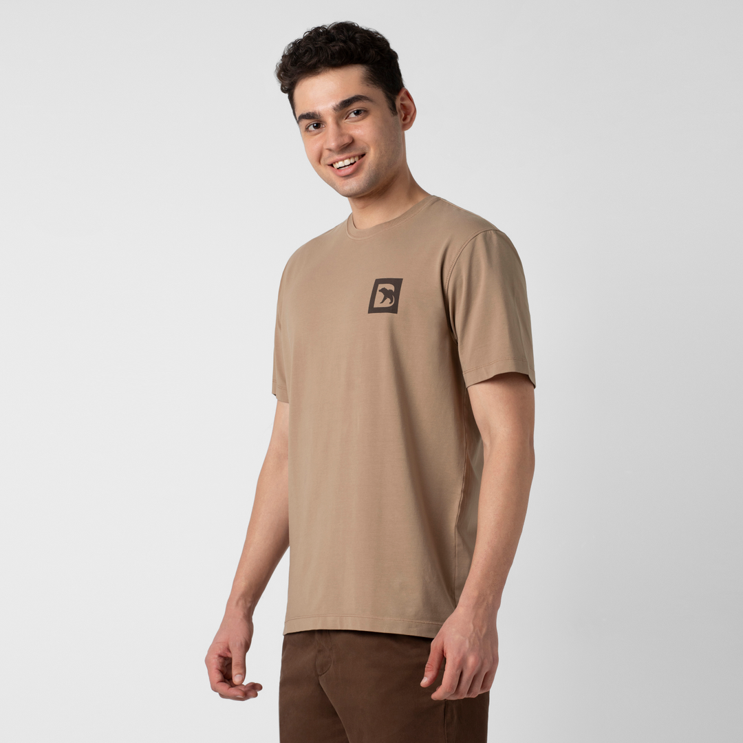 Natural Dye Graphic Tee Wavy side on model