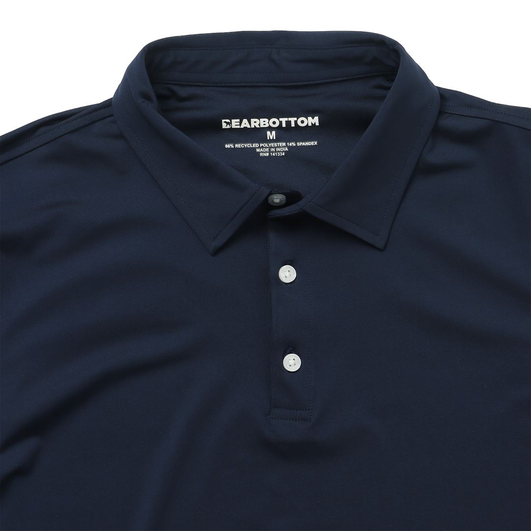 Performance Polo Navy close up collar