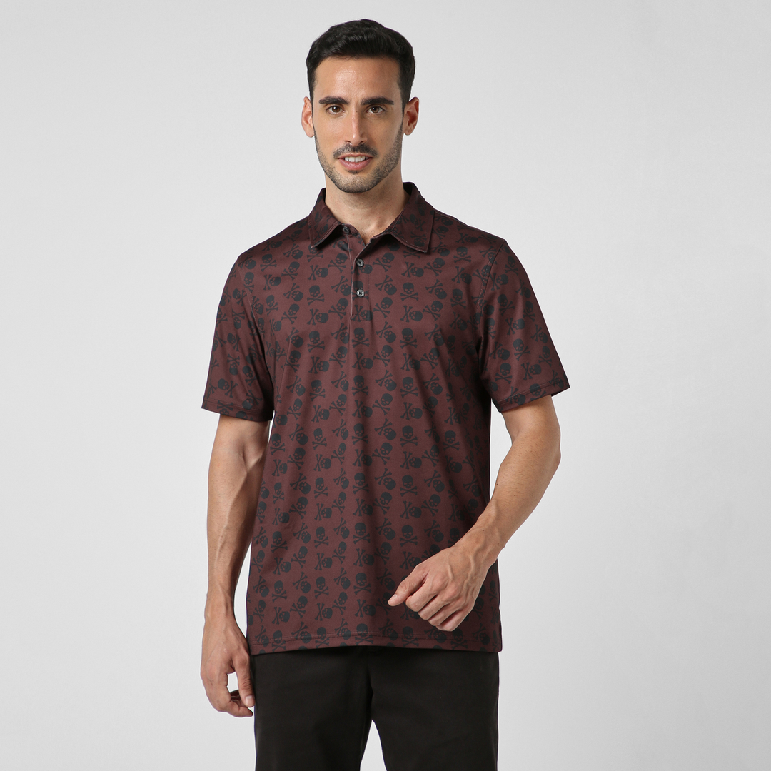 Performance Polo Pirate Skull front on model