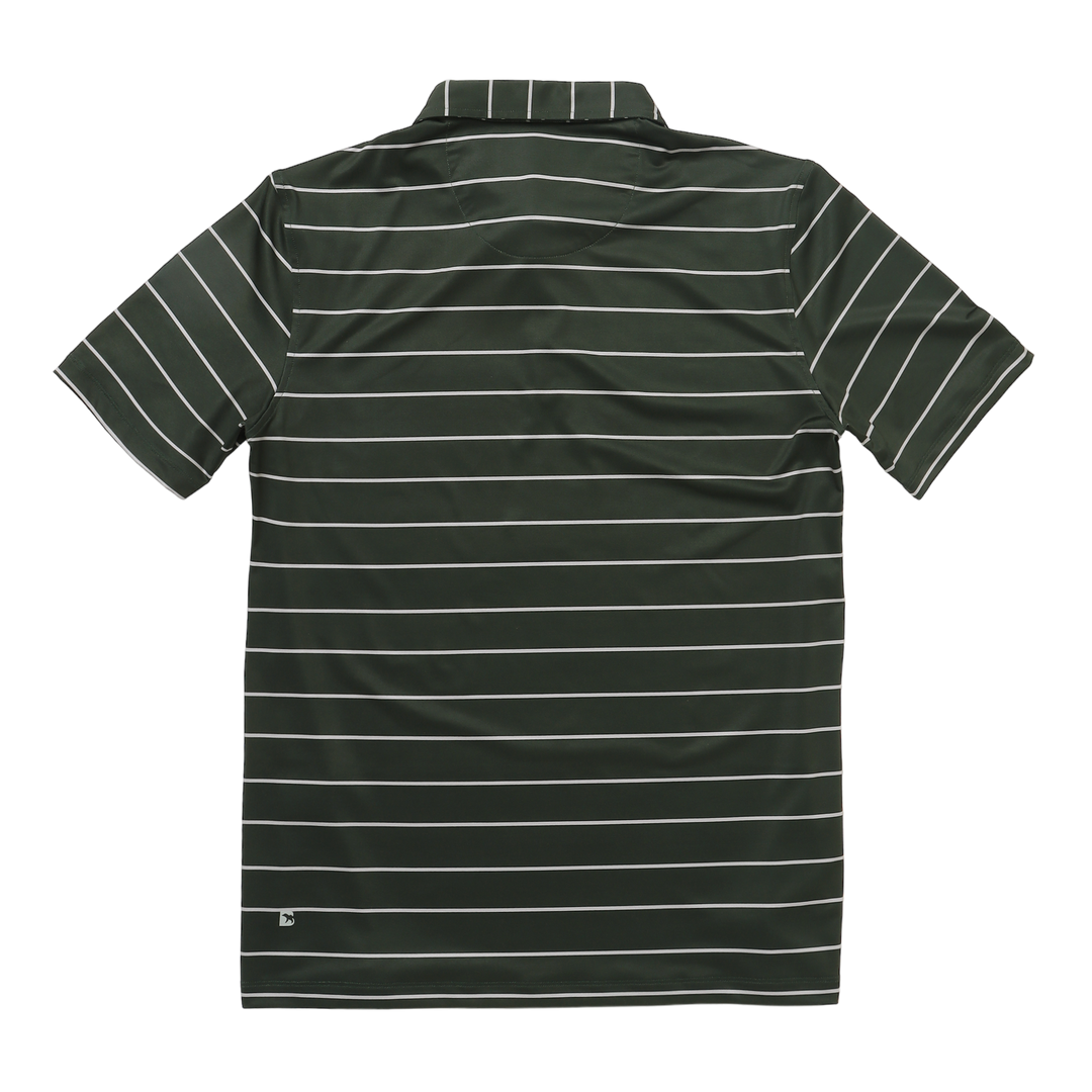 Performance Stripe Polo Forest Stripe back with collar and short sleeves