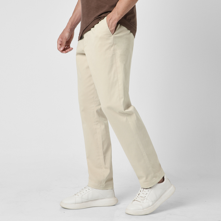 Relaxed Stretch Chino Pant Stone side on model