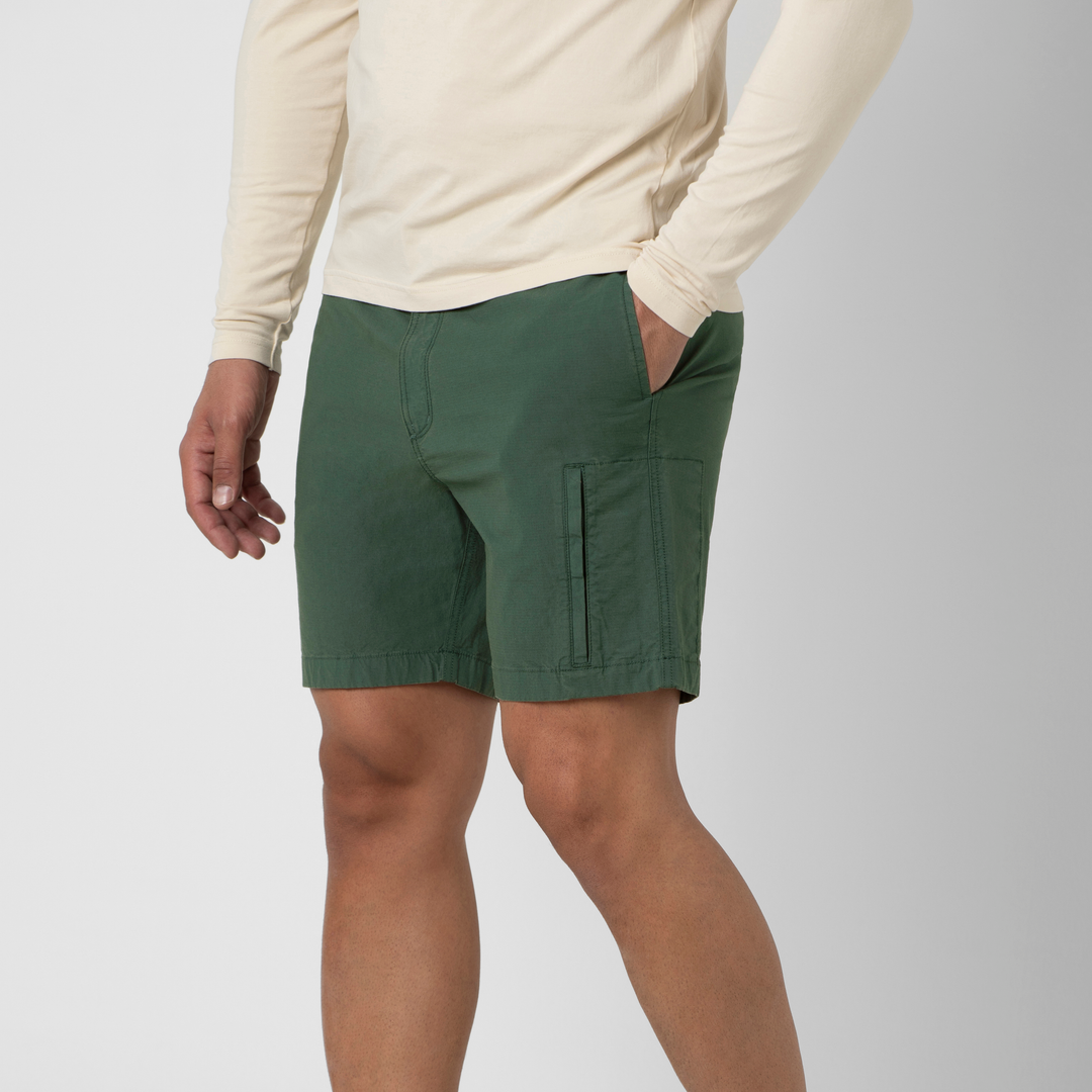 Ridge Ripstop Short 7" Dark Sage side on model