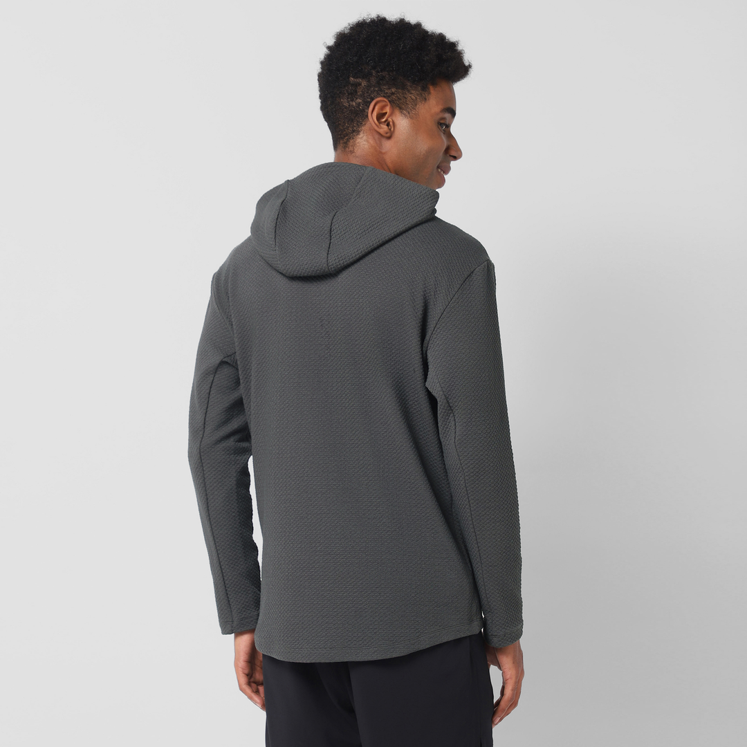 Roam Hoodie Coal back on model