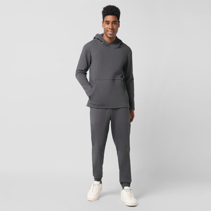 Roam Jogger Coal full body on model worn with Roam Hoodie Coal