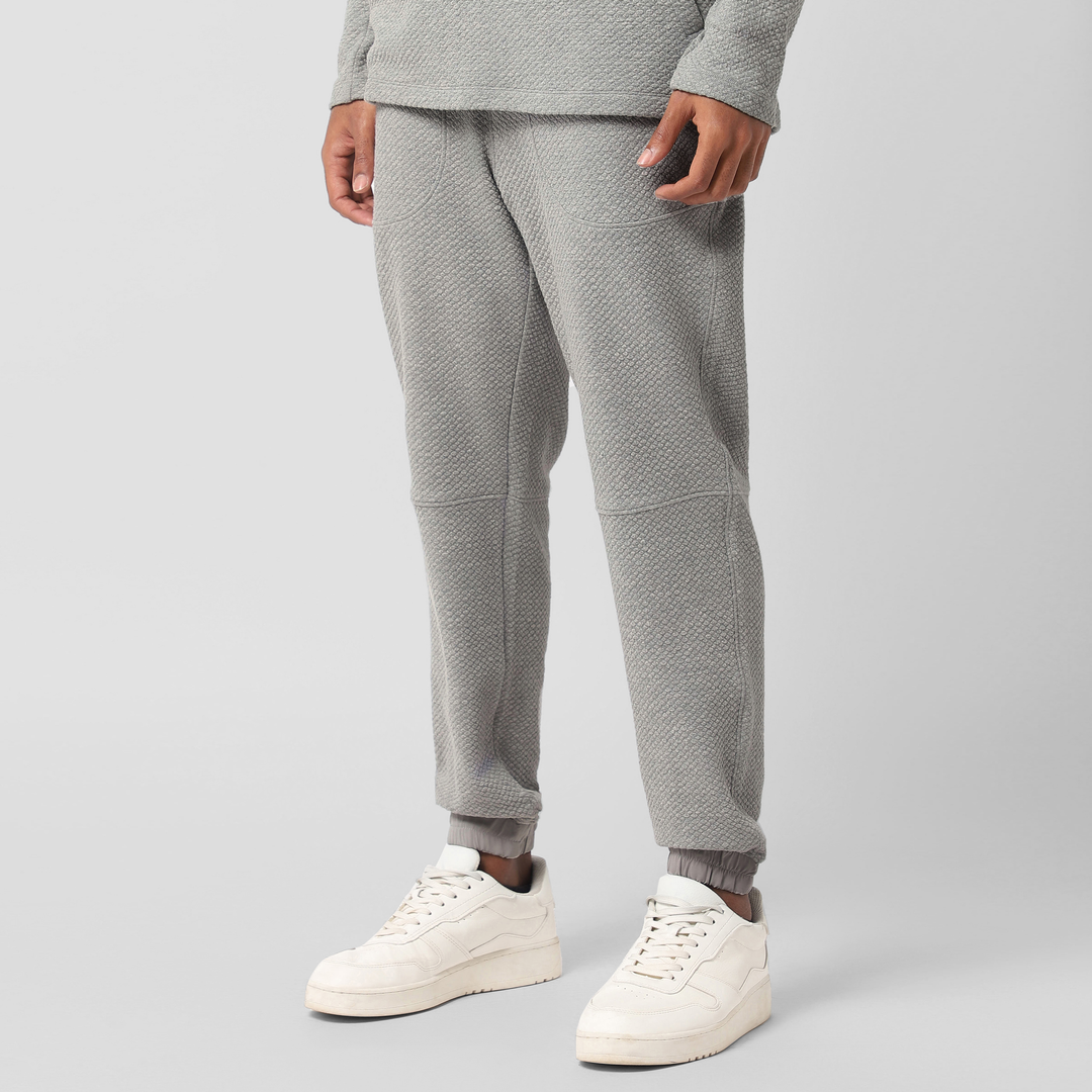 Roam Jogger Heather Grey left side on model