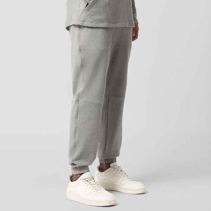 Roam Jogger Heather Grey right side on model