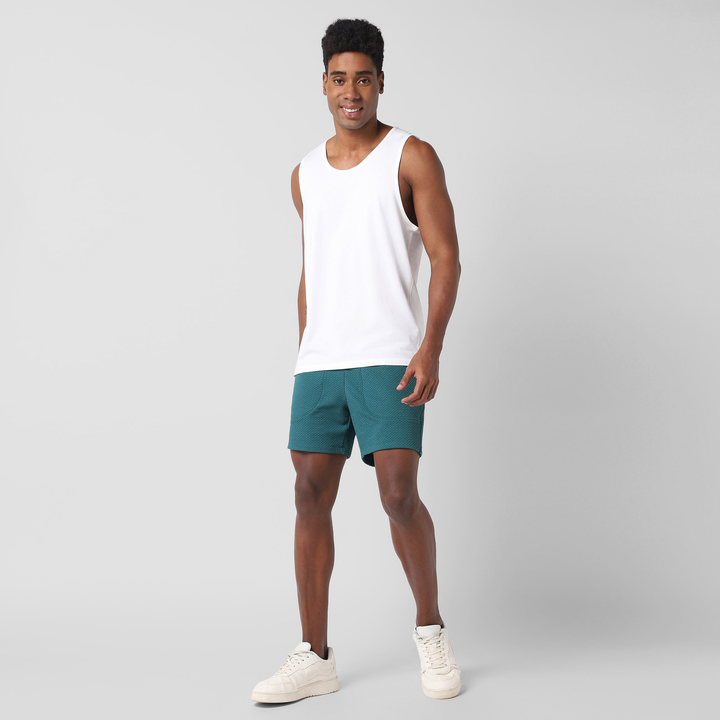 Roam Short 5.5" Dark Teal full body on model