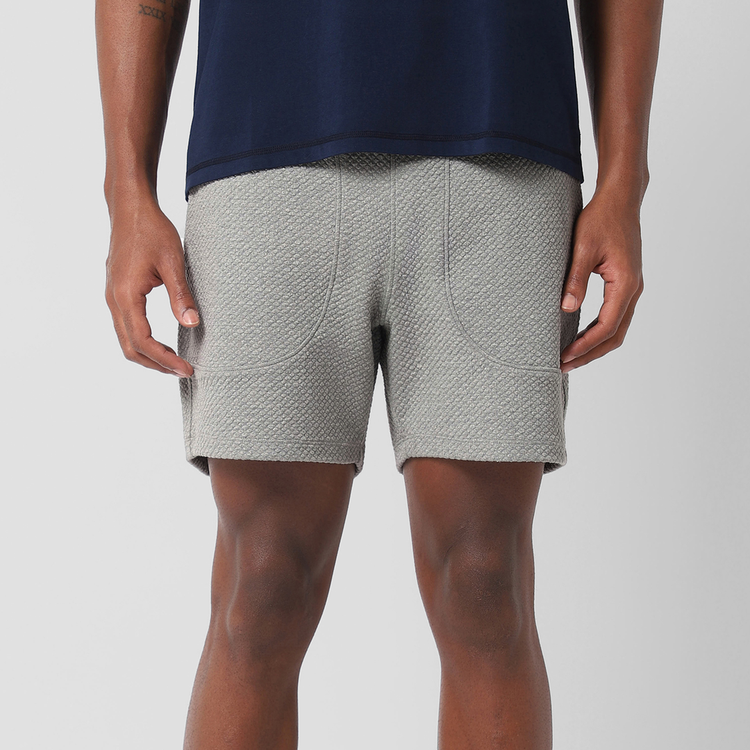 Roam Short 5.5" Heather Grey front on model