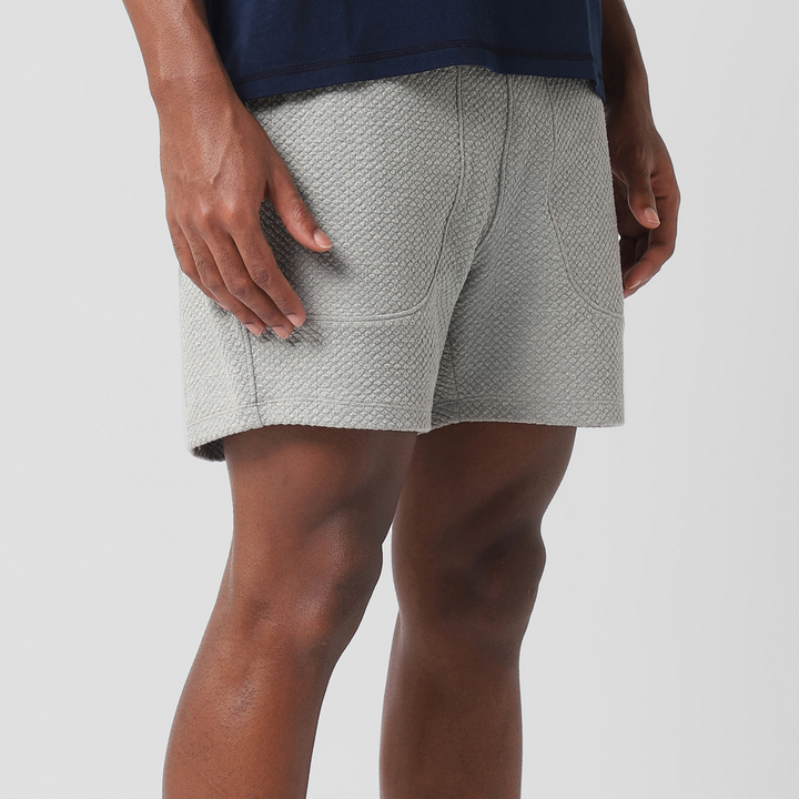 Roam Short 5.5" Heather Grey right side on model