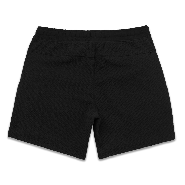 Roam Short 7" Black back with elastic waistband and back right hidden zipper pocket