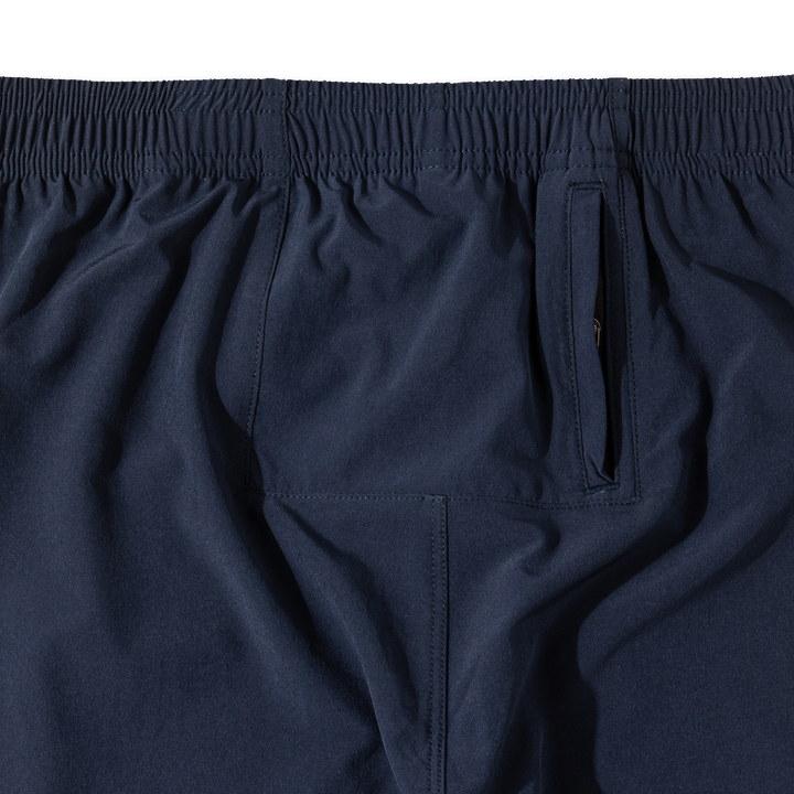 Run Jogger Navy close up zipper back center key pocket