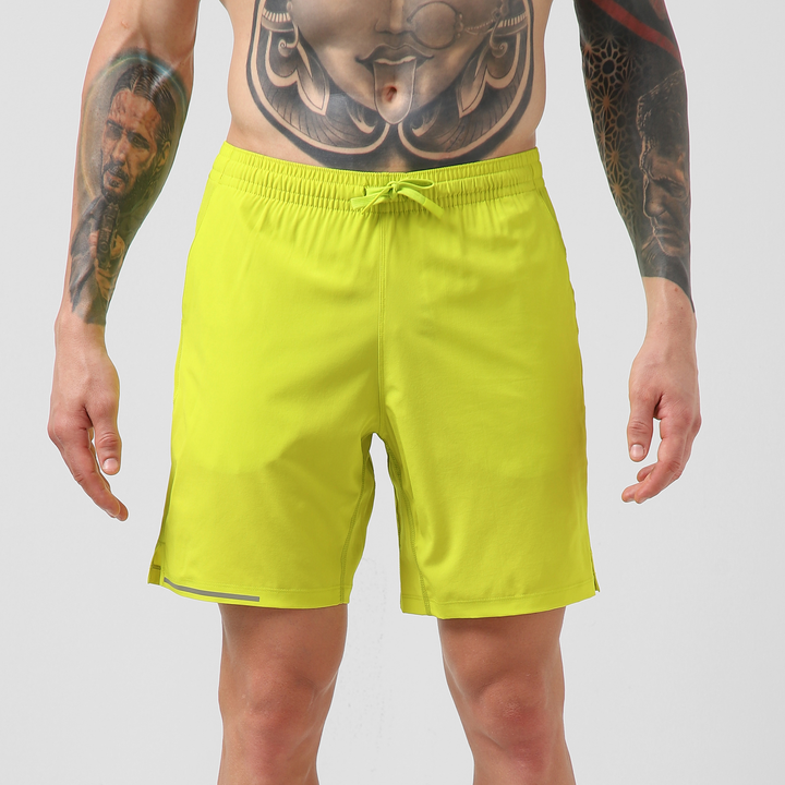 Run Short v2 Electric Yellow front on model