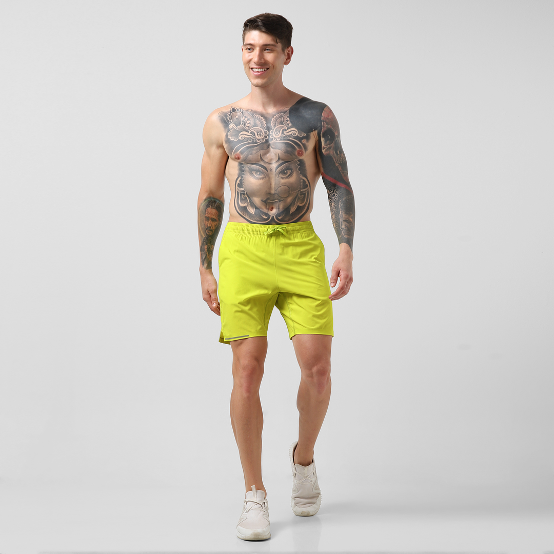 Run Short v2 Electric Yellow full body on model