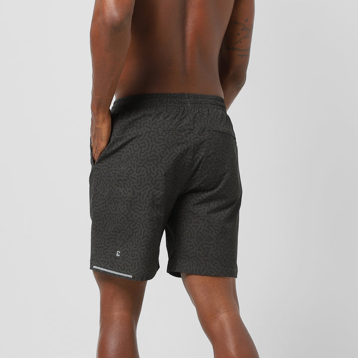 Run Short v2 7" Maze Green back on model