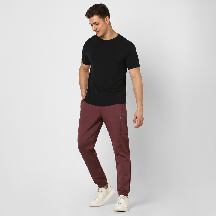 Scuba Jogger Maroon full body on model