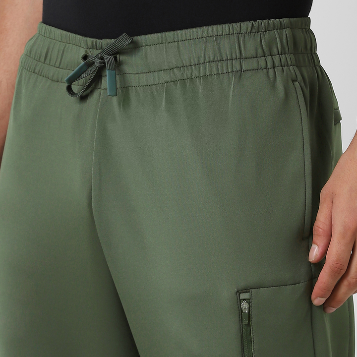 Scuba Jogger Military Green close up drawstring on model