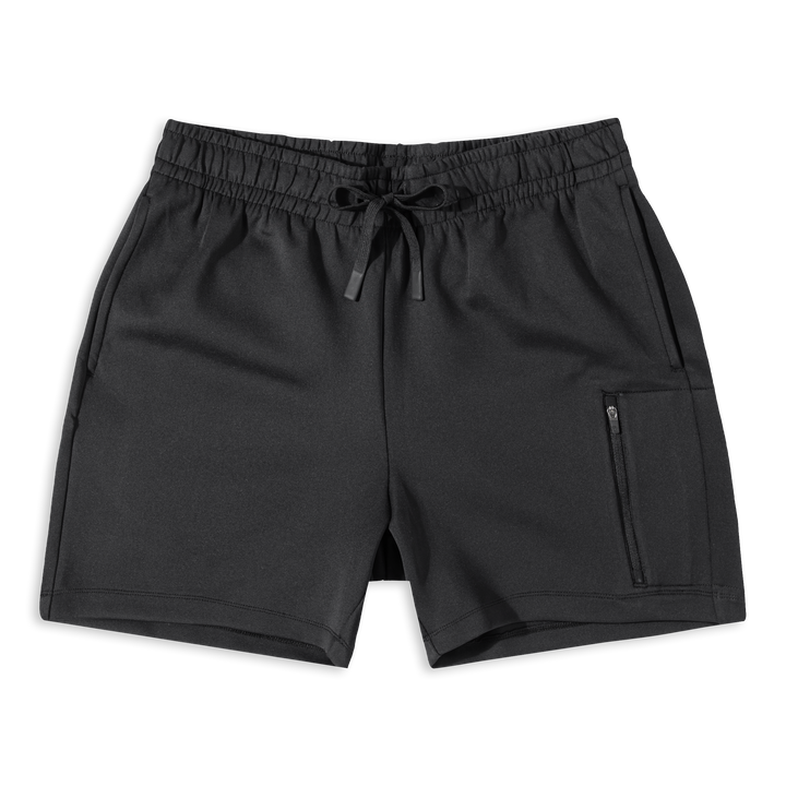 Scuba Short Black front with thigh zipper pocket