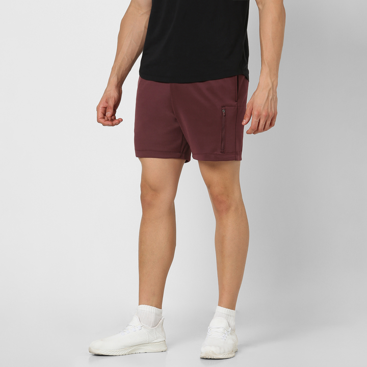 Scuba Short Maroon side on model