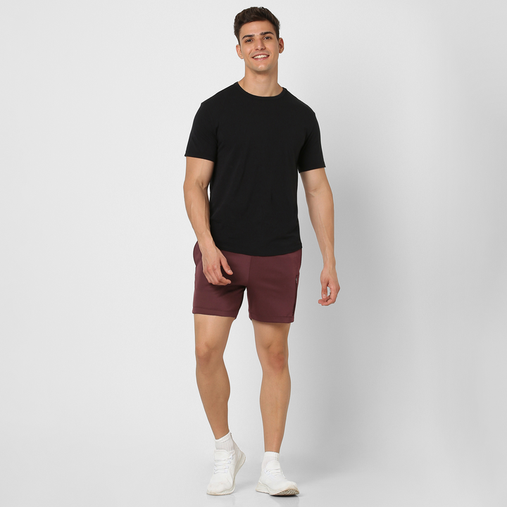 Scuba Short Maroon full body on model