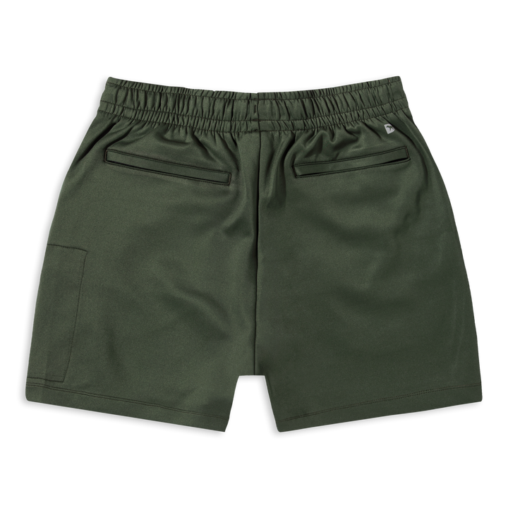Scuba Short Military Green back with zipper pockets