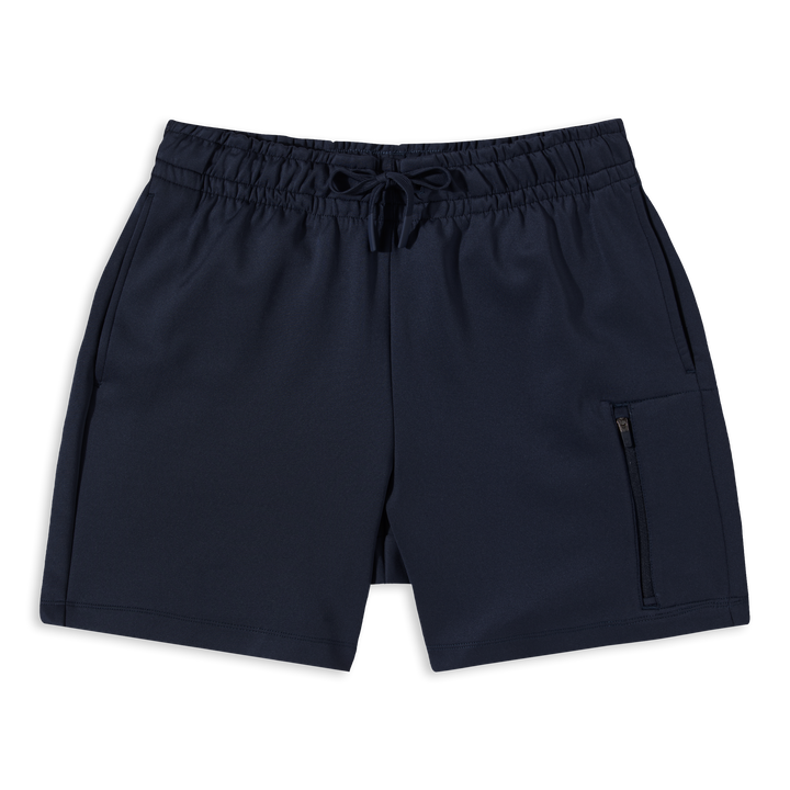 Scuba Short Navy front with thigh zipper pockets