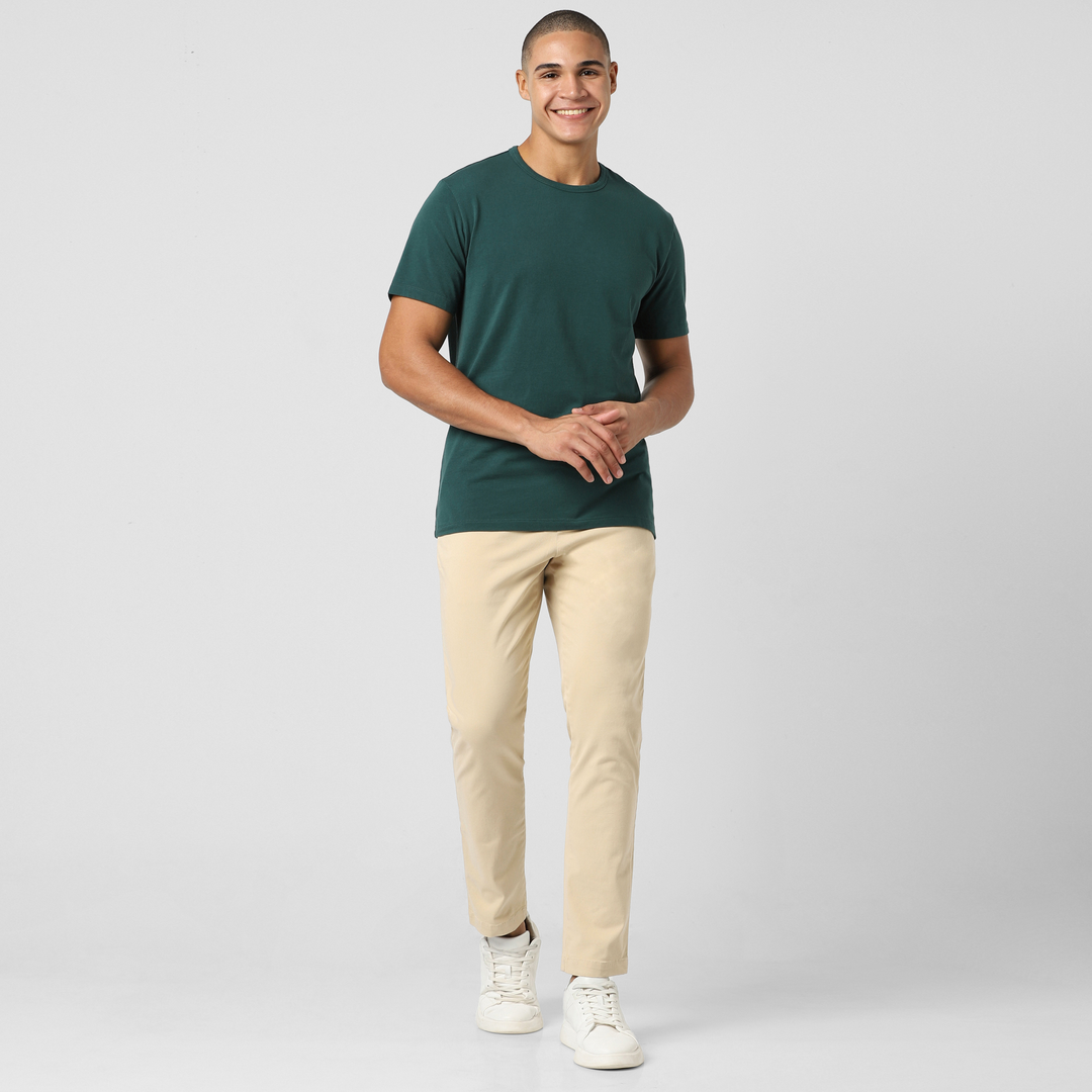 Stretch Chino Pant Sand Dune full body on model
