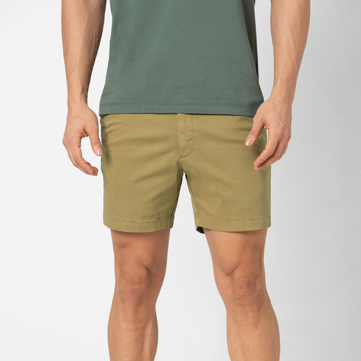 Stretch Chino Short British Khaki front on model
