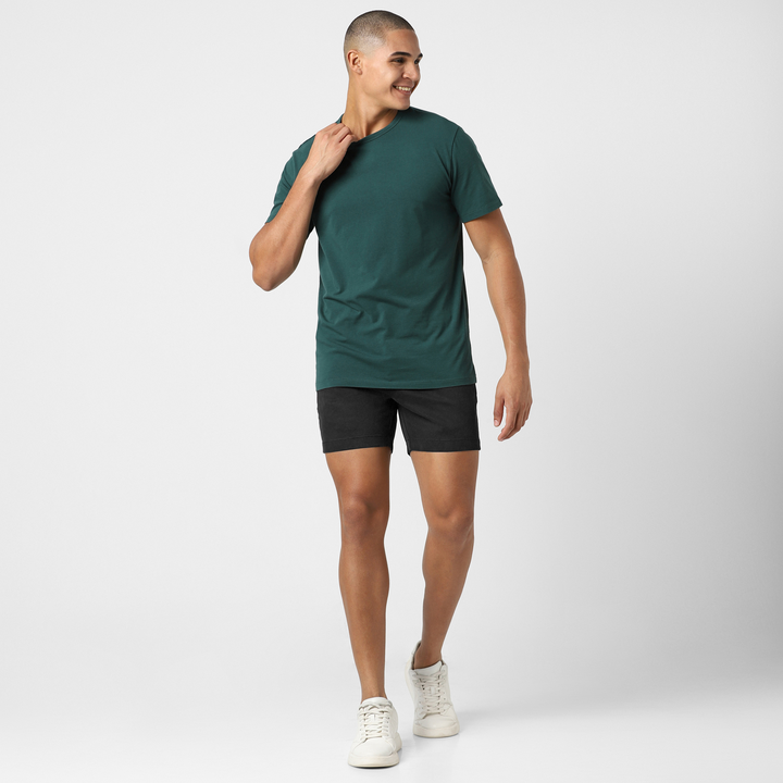 Stretch Chino Short 5" Black full body on model