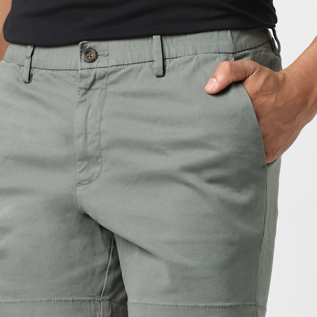 Stretch Chino Short 5 close up front on model