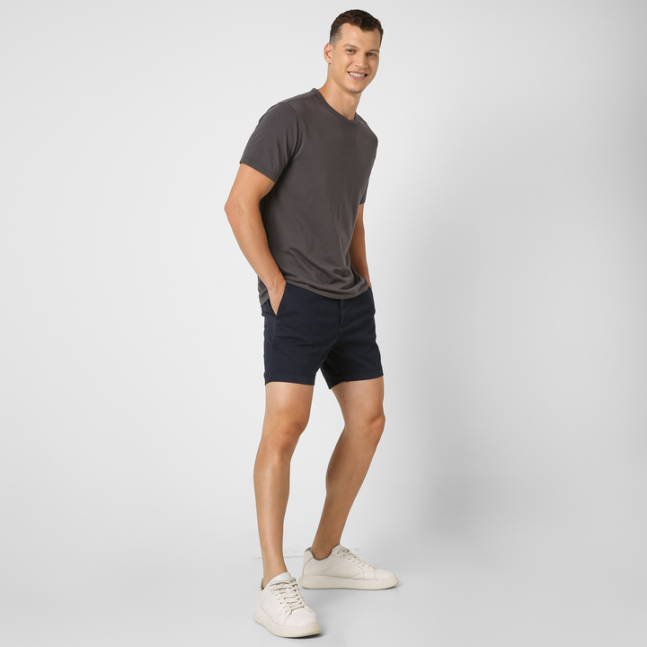 Stretch Chino Short 5" Navy full body on model