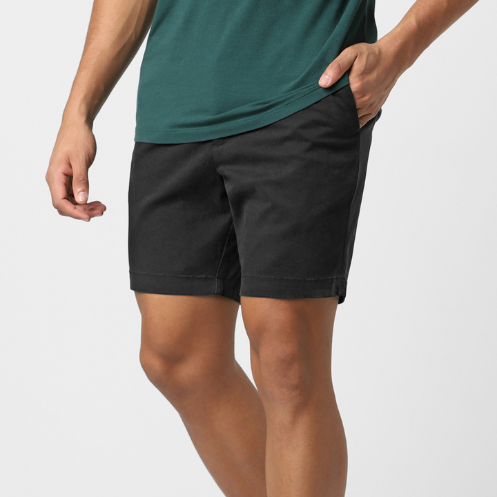 Stretch Chino Short 7" Black side on model