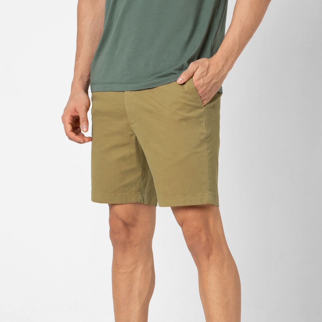 Stretch Chino Short 7" British Khaki side on model
