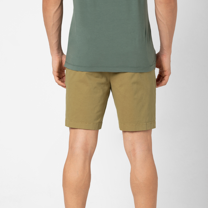 Stretch Chino Short 7" British Khaki back on model