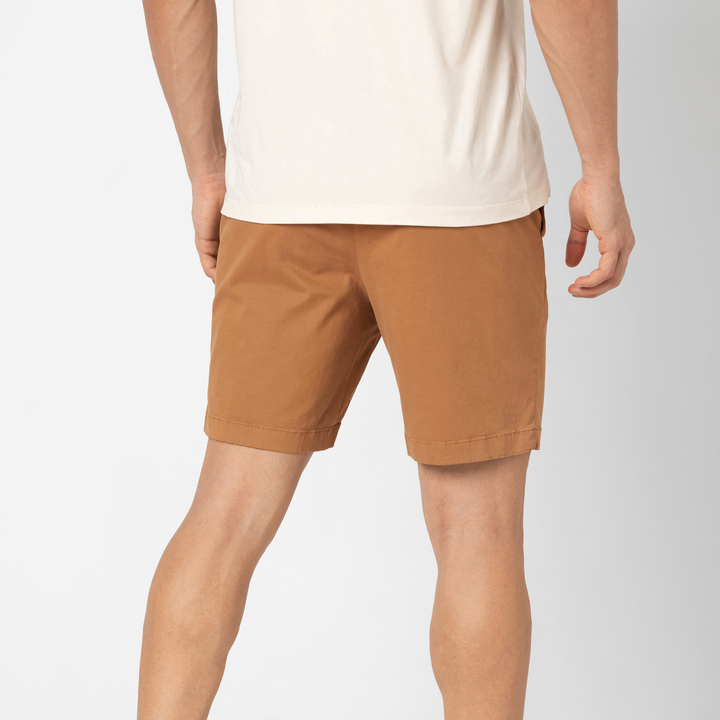 Stretch Chino Short 7" Dark Clay back on model