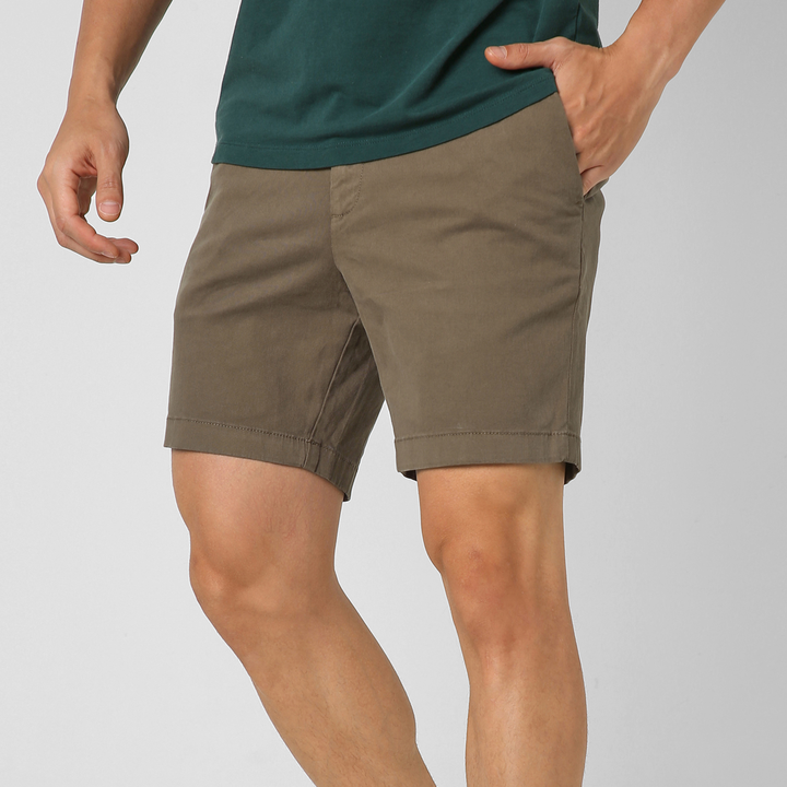 Stretch Chino Short 7" Desert side on model