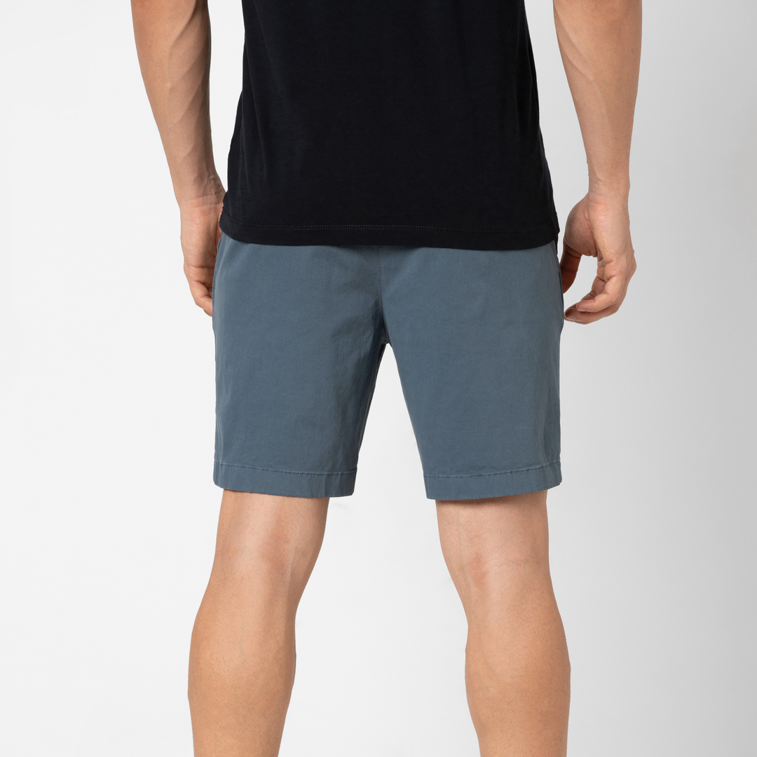 Stretch Chino Short 7" Flint back on model